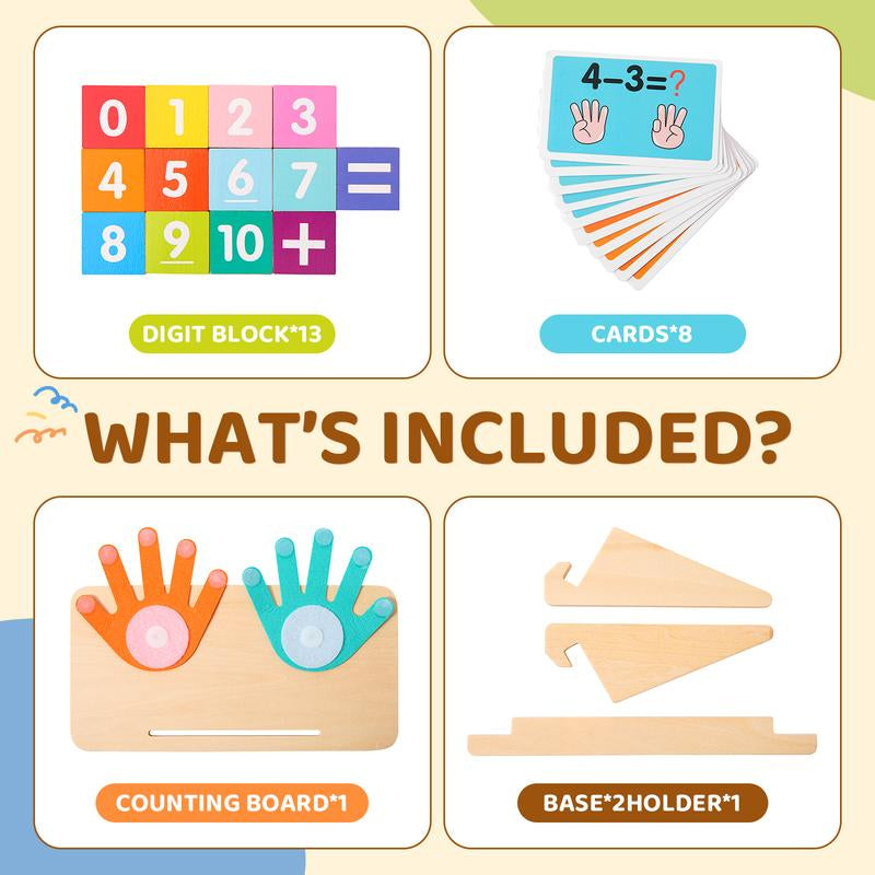 Wooden Math Toys Set for Kids Ages 3-6, Montessori Educational Number Blocks with Cards, Early Learning Addition & Subtraction Games, Fine Motor Skills Activities, Natural Basswood Toys, Birthday & Christmas Gifts for Boys & Girls Cause and Effect