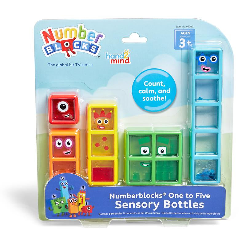 Hand2Mind Black Friday Numberblocks One to Five Sensory Bottles, Numbers for Toddlers, Counting Toys, Calming Sensory Toys, Calm down Corner Supplies, Social Emotional Learning, Holiday Gift for Kids