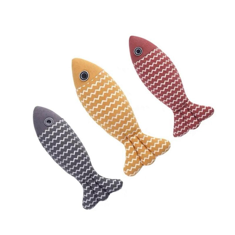 Petdays 3Pcs Interactive Catnip Fish Toys, Crinkle Sound Toys Soft Linen, Cat Kicker, Indoor Kitty Kitten Exercise Toys