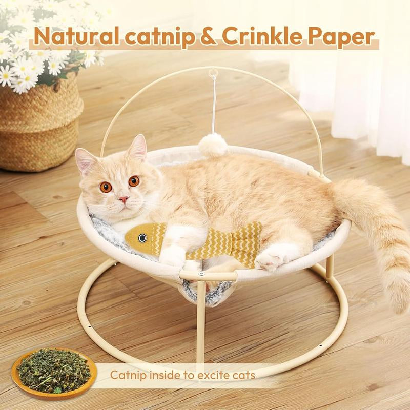 Petdays 3Pcs Interactive Catnip Fish Toys, Crinkle Sound Toys Soft Linen, Cat Kicker, Indoor Kitty Kitten Exercise Toys