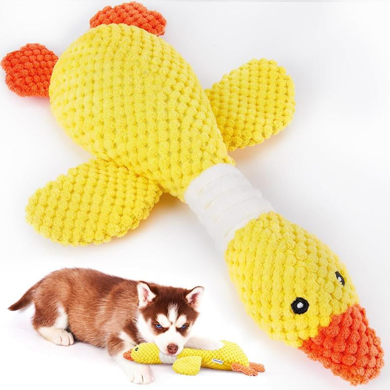 Upgraded Goose Indestructible Dog Toys for Aggressive Chewers Small Medium Large Breed, Crinkle Squeaky Plush Dog Puppy Chew Toys for Teething, Duck Puppy Toys