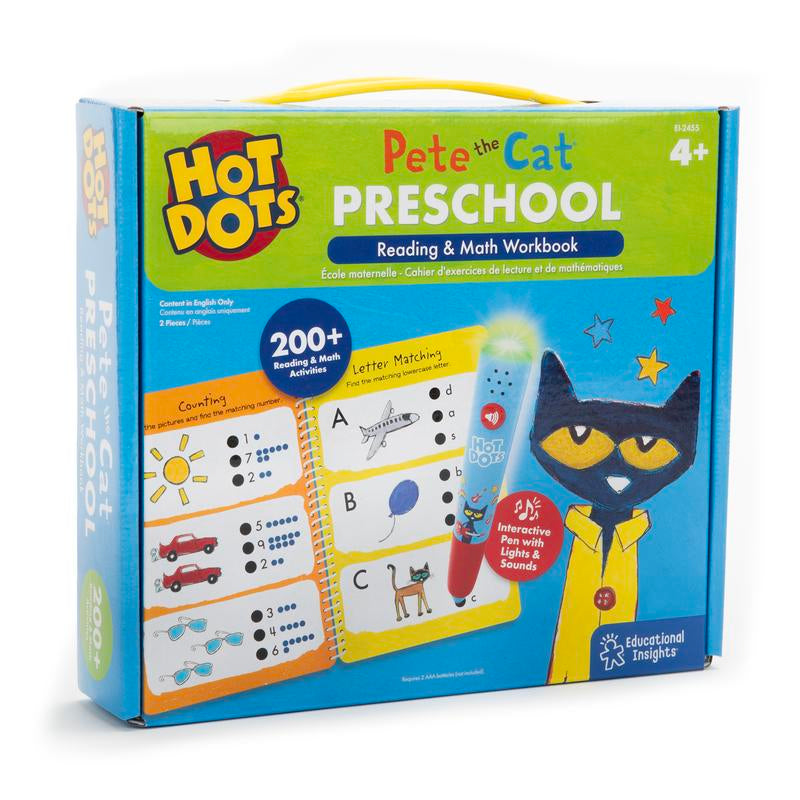Educational Insights Hot Dots Pete the Cat Preschool Reading & Math, Ages 4+