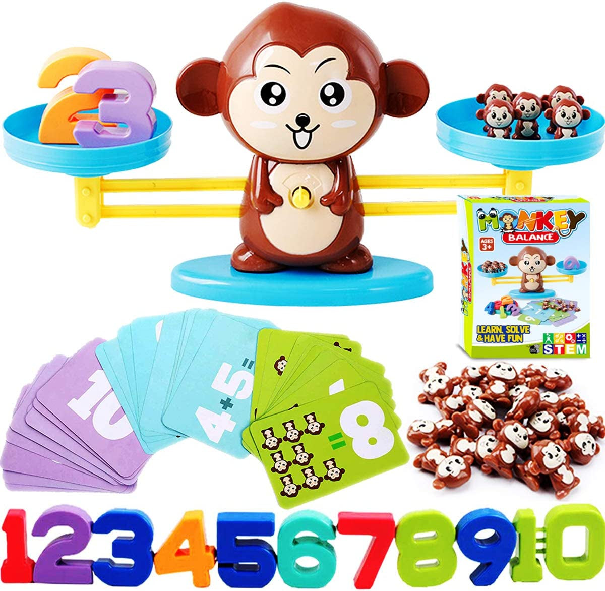 ™ Monkey Scale Balance Counting Toys Math Games STEM Preschool Educational Toys for 3 4 5 Year Olds Math Educational Kindergarten Number Learning Games Gifts for Boy Girl Birthdays Christmas