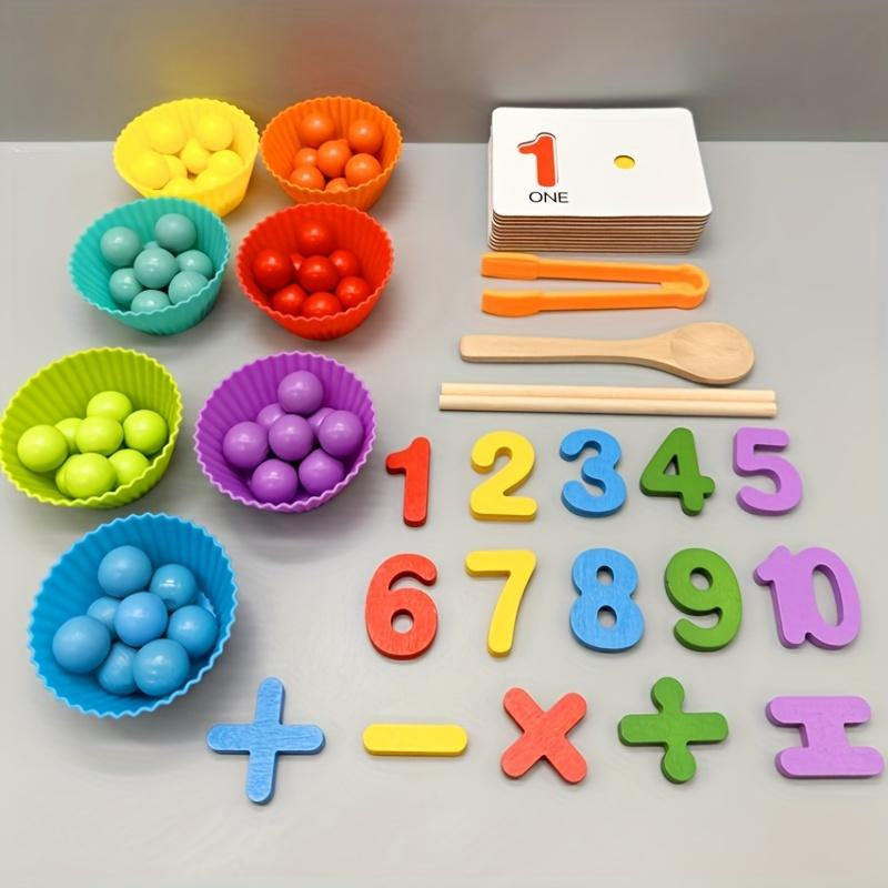 Color Scrabble Number Cognitive Operation Bead Matching Game - 1 Set of Color Bead Matching Game for Pre-Kindergarten and Kindergarten Education