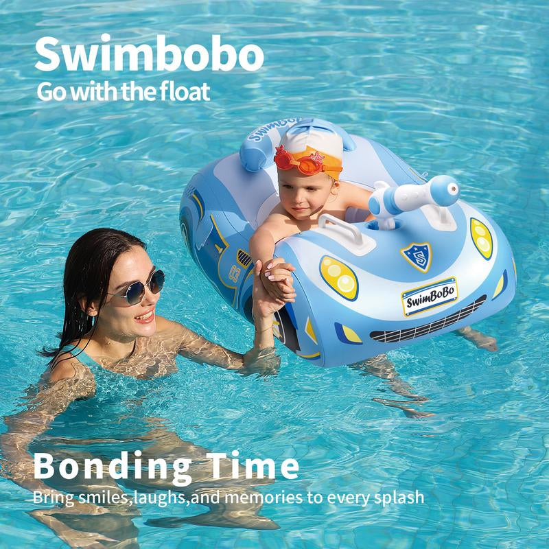 Swimbobo Blue Thicken Pvc Toddler Pool Float with Seat Boat Inflatable Water Gun Ride-On Car for Kids Outdoor Toys for Summer Watergun