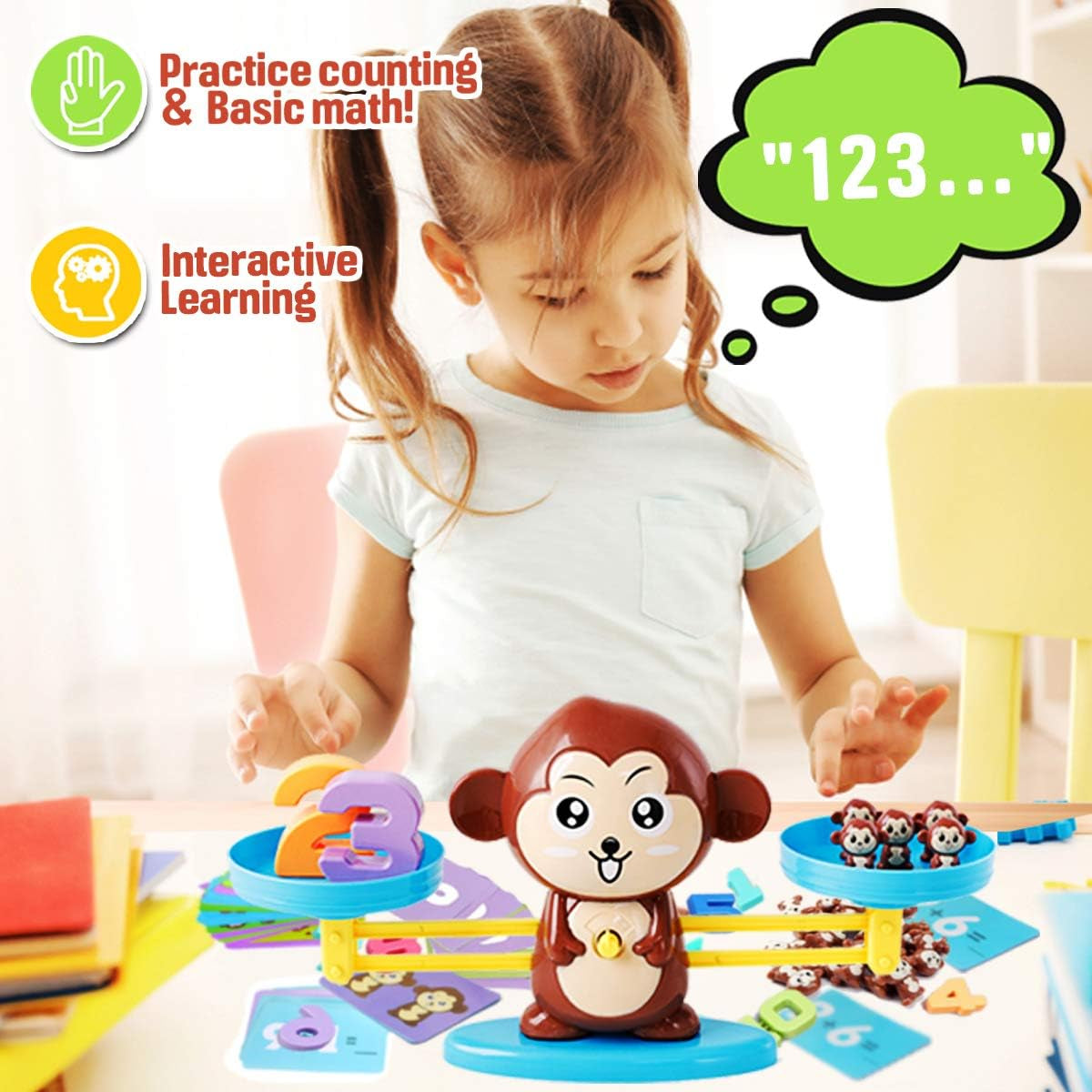 ™ Monkey Scale Balance Counting Toys Math Games STEM Preschool Educational Toys for 3 4 5 Year Olds Math Educational Kindergarten Number Learning Games Gifts for Boy Girl Birthdays Christmas