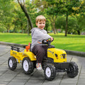 Aosom Kids Ride on Farm Tractor, Manual Pedal Ride on Car with Back Storage Trailer, Shovel & Rake, Horn for Age 3 Years Old, Yellow