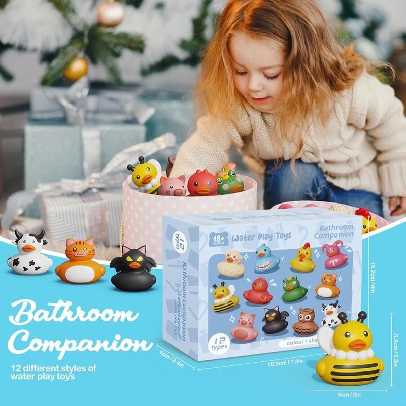 12PCS Rubber Ducks Toddler Bath Toys
