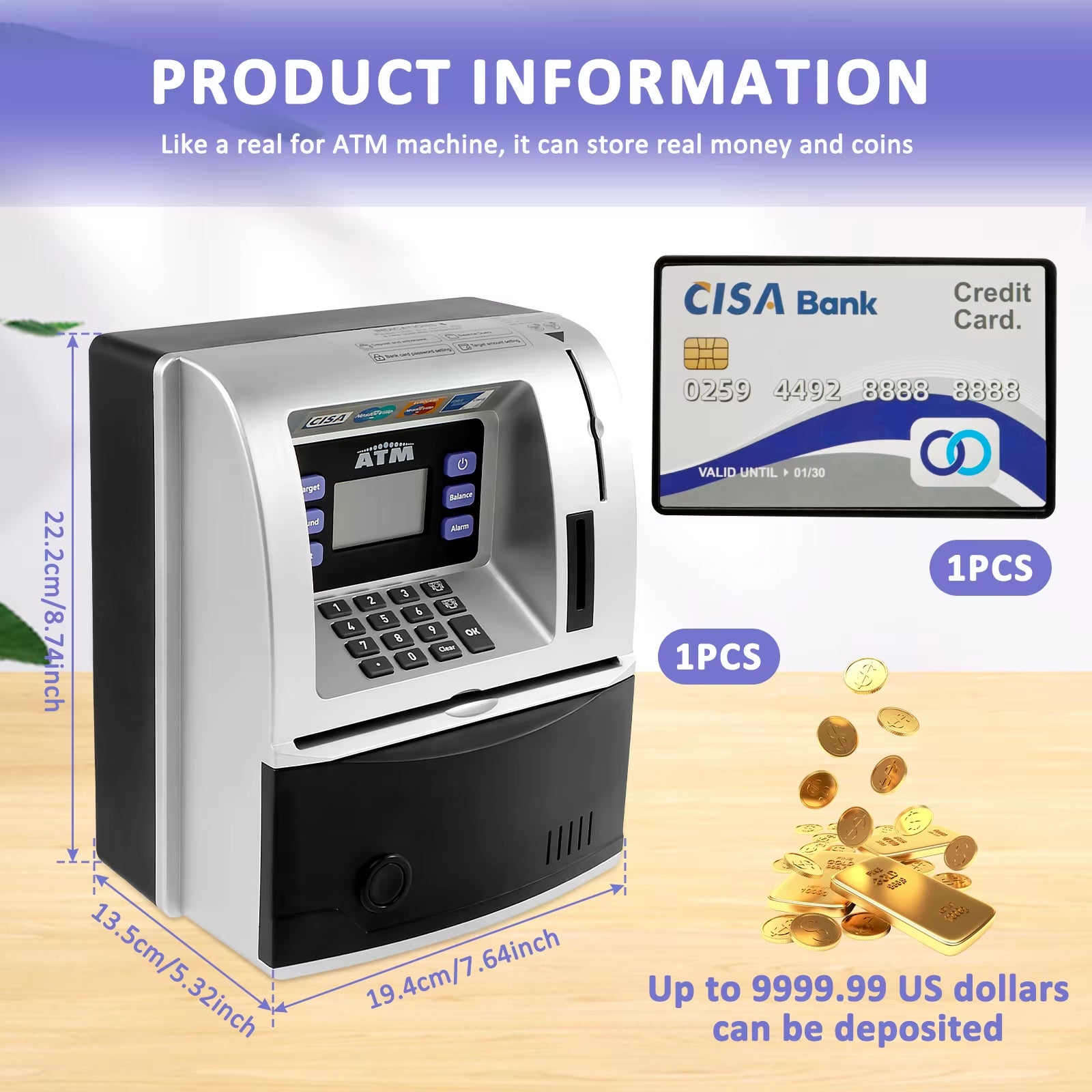 ATM Piggy Bank Convenient Kids ATM Machine Safe Talking ATM Piggy Banks Upgraded Digital Electronic Savings Safe Machine Box