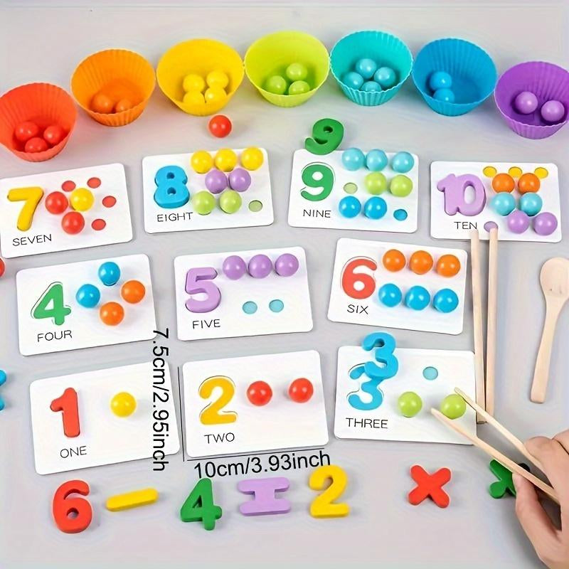 Color Scrabble Number Cognitive Operation Bead Matching Game - 1 Set of Color Bead Matching Game for Pre-Kindergarten and Kindergarten Education