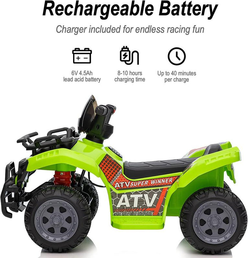Hikiddo Kids ATV 4 Wheeler Ride-On Toy for Toddlers