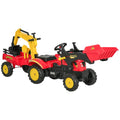 Aosom Kids Ride on Farm Tractor, Manual Pedal Ride on Car with Back Storage Trailer, Shovel & Rake, Horn for Age 3 Years Old, Yellow