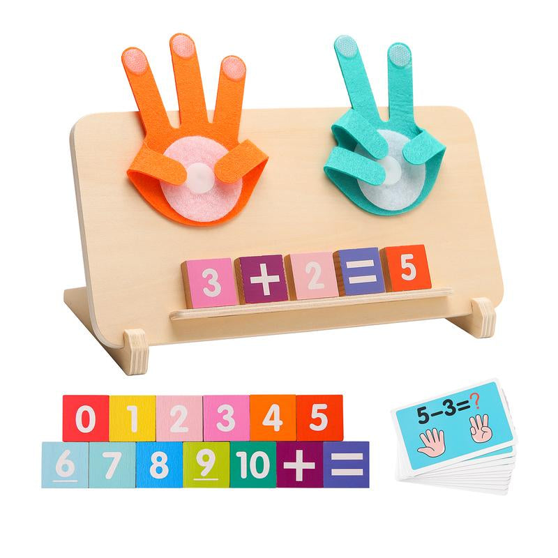 Wooden Math Toys Set for Kids Ages 3-6, Montessori Educational Number Blocks with Cards, Early Learning Addition & Subtraction Games, Fine Motor Skills Activities, Natural Basswood Toys, Birthday & Christmas Gifts for Boys & Girls Cause and Effect