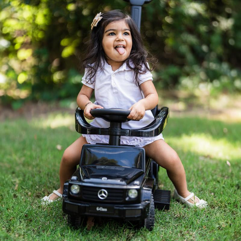 Best Ride on Cars Kids Outdoor Stroller Mercedes G-Wagon 3 in 1 Push Car, White/Black
