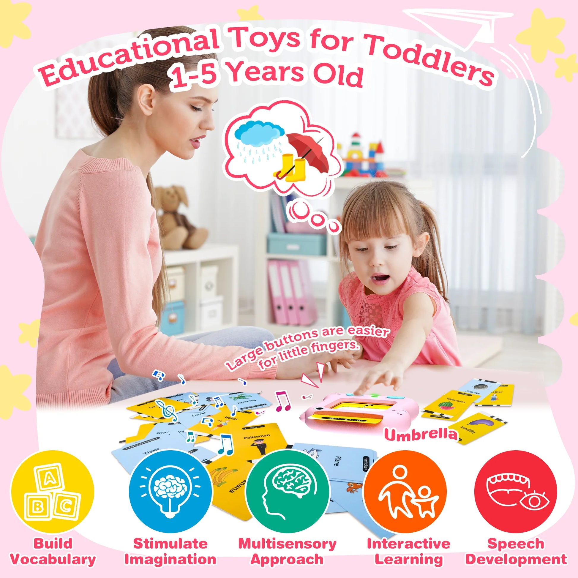Talking Flash Cards Educational Toys, Preschool Interactive Learning Toys, 1 Pack