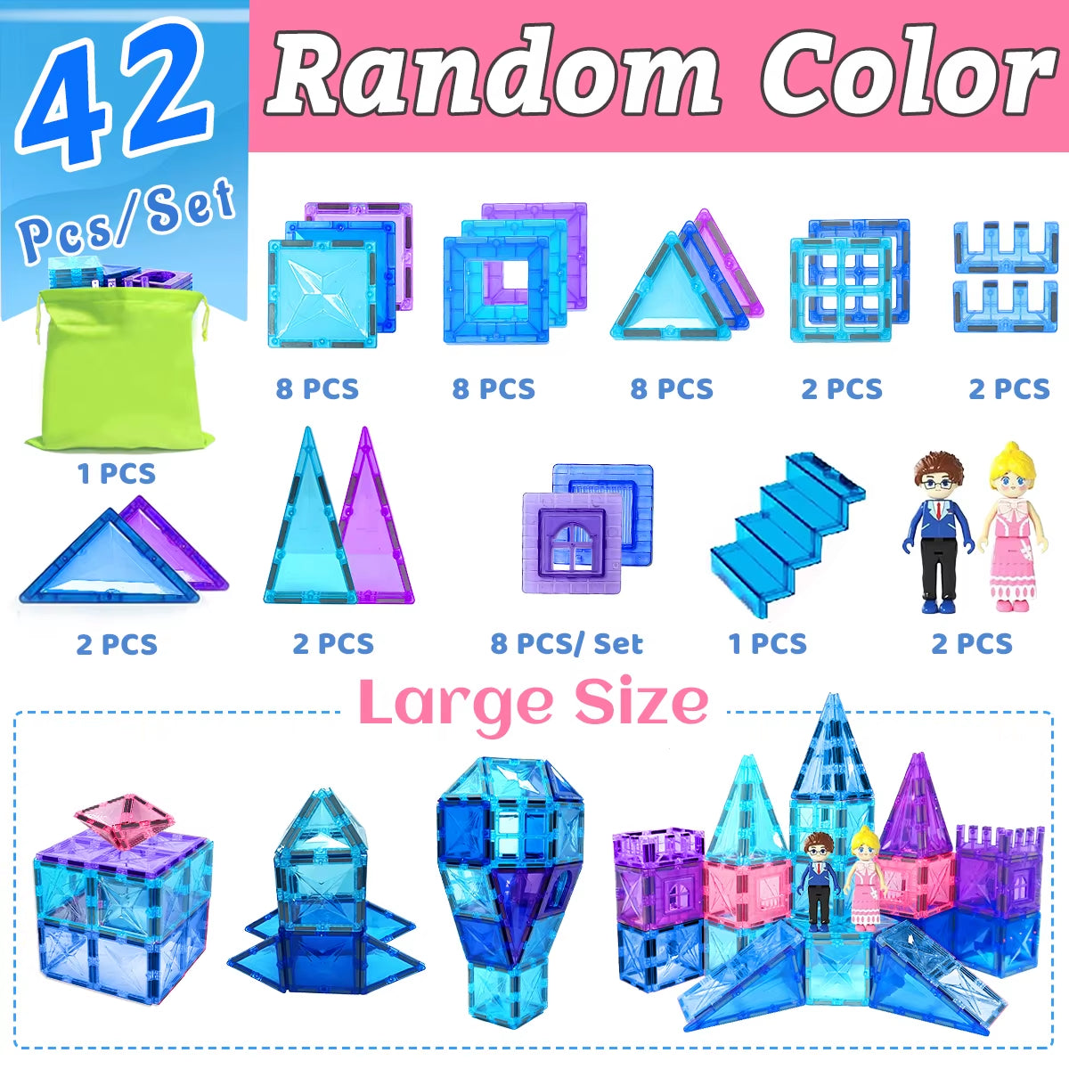Frozen Toys for Girls Magnetic Tiles Princess Castle Building Blocks Toys Girls Toys Magnetic Blocks Birthday Gifts STEM Toys
