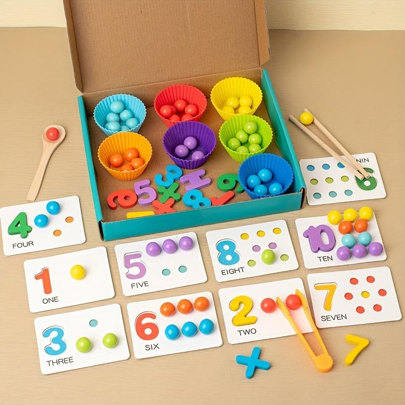 Color Scrabble Number Cognitive Operation Bead Matching Game - 1 Set of Color Bead Matching Game for Pre-Kindergarten and Kindergarten Education