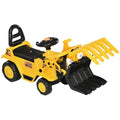 Aosom Kids Ride on Farm Tractor, Manual Pedal Ride on Car with Back Storage Trailer, Shovel & Rake, Horn for Age 3 Years Old, Yellow