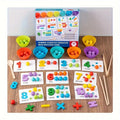 Wooden Clamp and Bead Matching Set – Colorful Math Learning Toy for Toddlers, Fine Motor Skills, Counting, and Visual Cognitive Development