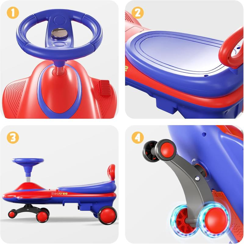 12V Electric Wiggle Car with Pedal, 2 in 1 Wiggle Car Ride on Toys for Kids Ages 3 and Up,Rechargeable Battery,Anti-Rollover Flashing Wheels,Music, Christmas Gifts,Maximum Load Capacity up to 150 Pounds Balance Bike Tricycle