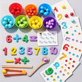 Wooden Clamp and Bead Matching Set – Colorful Math Learning Toy for Toddlers, Fine Motor Skills, Counting, and Visual Cognitive Development