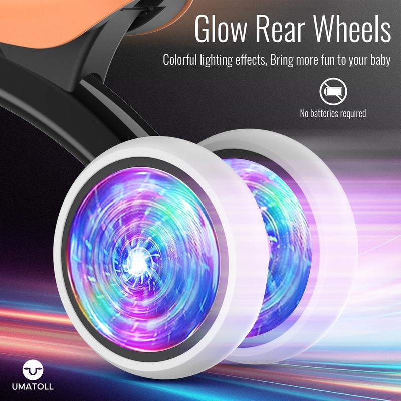 Umatoll Colorful Lighting Baby Balance Bike Toys for 1 Year Old Boys Christmas Gifts, Adjustable Seat Baby Walker, One Year Old Boy Birthday Gifts, 12-24 Months Toddler First Ride on Toys with Removable Basket，Kids Stuff for Boys